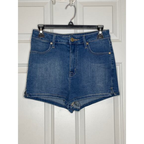 BDG Super High Rise Spade Pin Up Blue Denim Shorts Size 28 - Picture 1 of 8